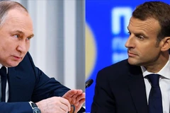 Tổng thống Nga Vladimir Putin (trái) và người đồng cấp Pháp Emmanuel Macron. (Nguồn: Aa)