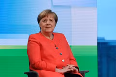 Thủ tướng Đức Angela Merkel trả lời phỏng vấn trên kênh truyền hình Đức ARD tại Berlin ngày 4/6/2020. (Ảnh: AFP/ TTXVN)