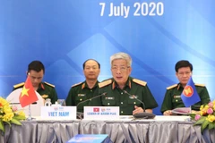 Thượng tướng Nguyễn Chí Vịnh, Thứ trưởng Bộ Quốc phòng, Trưởng ADSOM Việt Nam chủ trì hội nghị. (Ảnh: Dương Giang/TTXVN)