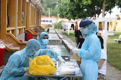 Lấy mẫu xét nghiệm SARS-CoV-2. (Ảnh: Hoa Mai/TTXVN)