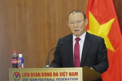 Huấn luyện viên Park Hang-seo gửi lời cảm ơn tới bầu Đức vì đã kết nối ông tới với bóng đá Việt Nam. (Ảnh: Nguyên An)