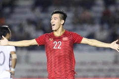 Tiến Linh vui mừng khi góp công giúp tuyển U22 Việt Nam vào chung kết SEA Games sau 10 năm. (Ảnh: Vietnam+)