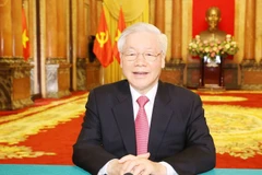 Tổng Bí thư, Chủ tịch nước Nguyễn Phú Trọng gửi thông điệp tới Phiên thảo luận chung cấp cao Khóa 75 Đại hội đồng Liên hợp quốc. (Ảnh: Trí Dũng/TTXVN)
