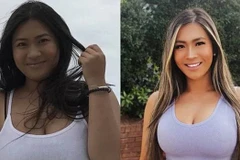 Angel Bowyer trước vào sau khi giảm cân. (Nguồn: Instagram)