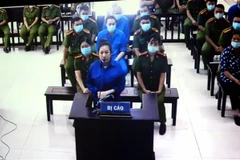 Bị cáo Nguyễn Thị Dương tại phiên xét xử (ảnh chụp qua màn hình). (Ảnh: Thế Duyệt/TTXVN)