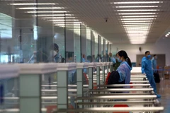 Hành khách làm thủ tục nhập cảnh trở về Việt Nam. (Ảnh: Huy Hùng/TTXVN)