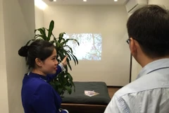 Công nghệ chiếu sáng Space Player giúp vẽ nên những cửa sổ. (Ảnh: PV/Vietnam+)