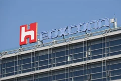 Biểu tượng Foxconn tại trụ sở ở Đài Bắc, Đài Loan, Trung Quốc. (Ảnh: AFP/TTXVN)