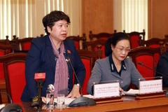 Chủ nhiệm Ủy ban về các vấn đề xã hội của Quốc hội Nguyễn Thúy Anh phát biểu. (Ảnh: Hoàng Hùng/TTXVN)