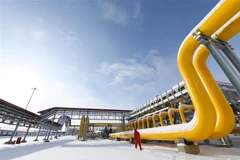 Đường ống dẫn khí đốt Nga-Trung mang tên Năng lượng Siberia chạy qua Hắc Hà, tỉnh Hắc Long Giang, Trung Quốc. (Ảnh: THX/TTXVN)