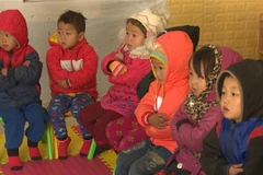 Học sinh Trường mầm non xã Lũng Pù, huyện Mèo Vạc (Hà Giang). (Ảnh: Nguyễn Chiến/TTXVN)