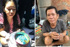 Hai đối tượng Lương Thị Bích Chi và Lương Văn Nhân bị bắt giữ cùng tang vật. (Nguồn: baodongnai.com.vn)