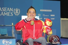 Vận động viên Nguyễn Bình An từng giành Huy chương vàng ASEAN Para Games lần thứ 8. (Ảnh: Lê Hải/TTXVN)
