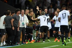 Niềm vui của các cầu thủ đội tuyển Đức. (Nguồn: AFP/TTXVN)