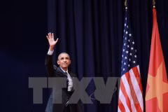 Tổng thống Barack Obama đã có bài phát biểu đặc biệt trước gần 2.000 thanh niên, đại diện cho giới trẻ Việt Nam. (Ảnh: Minh Sơn/TTXVN)