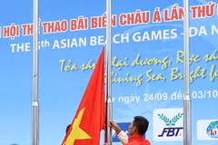 Lễ thượng cờ đoàn Thể thao Việt Nam. (Ảnh: Quốc Khánh/TTXVN)