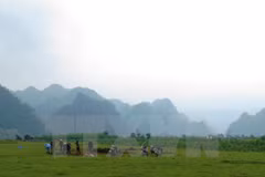 Quang cảnh ở xã Tân Hóa nơi đoàn làm phim chọn để làm cảnh quay cho phim Kong: Skull Island. (Ảnh: Mạnh Thành/TTXVN)