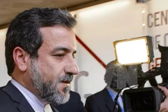 Thứ trưởng Ngoại giao Iran Abbas Araqchi trong cuộc họp báo sau cuộc gặp phái đoàn đại diện Nhóm P5+1 tại Vienna ngày 22/4. (Nguồn: Press TV/TTXVN)