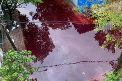 Khu vực có nước thải màu đỏ tại TP.HCM. (Nguồn: VTC)