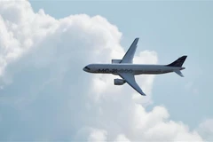 Một máy bay của Nga bay trên bầu trời thủ đô Moskva. (Ảnh: AFP/TTXVN)