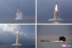 Một tên lửa đạn đạo kiểu mới được phóng thử từ tàu ngầm tại vùng biển ở Sinpo (Triều Tiên), ngày 19/10/2021. (Ảnh: Yonhap/TTXVN)