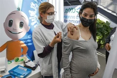 Một phụ nữ mang thai được tiêm vaccine ngừa COVID-19 tại Tel Aviv (Israel), ngày 23/1/2021. (Ảnh: AFP/TTXVN)