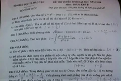 Đáp án đề thi môn Toán khối B kỳ thi đại học, cao đẳng 2014 