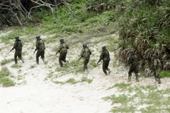 Lực lượng phòng vệ mặt đất Nhật Bản tham gia tập trận. (Nguồn: Kyodo/TTXVN)