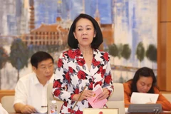 Chủ nhiệm Ủy ban Về các vấn đề xã hội của Quốc hội Trương Thị Mai phát biểu ý kiến. (Ảnh: Phương Hoa/TTXVN)