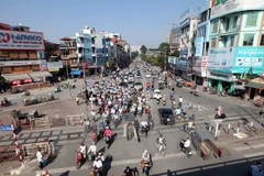 Đoạn đầu đường Trường Chinh-Ngã Tư Vọng thuộc dự án xây dựng đường vành đai 2. (Ảnh: Huy Hùng/TTXVN)