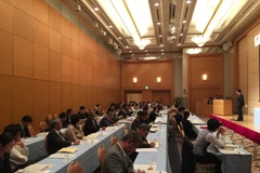 Đại sứ Việt Nam tại Nhật Bản Nguyễn Quốc Cường phát biểu tại Hội thảo. (Ảnh: Cẩm Tuyến/Vietnam+)