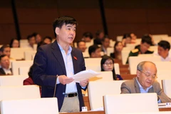 Đại biểu Quốc hội tỉnh Hà Tĩnh Nguyễn Văn Phúc chất vấn tại hội trường. (Ảnh: Doãn Tấn/TTXVN)