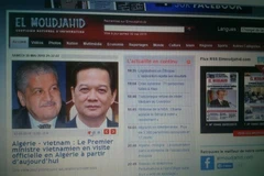Truyền thông Algeria đưa tin về chuyến thăm của Thủ tướng Nguyễn Tấn Dũng. (Ảnh: Thanh Bình/Vietnam+)