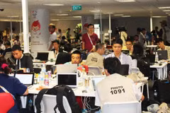 Hình ảnh trong Trung tâm Báo chí SEA Games 28. (Ảnh: Việt Hải-Lê Hải/Vietnam+)