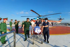 Bệnh nhân được đưa về đất liền an toàn. (Ảnh: TTXVN phát)