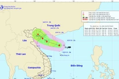 Sơ đồ đường đi của cơ bão.(Nguồn: nchmf.gov.vn)