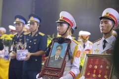 Lễ truy điệu 9 liệt sỹ phi hành đoàn CASA-212 tại Nhà Tang lễ Bộ Quốc phòng. (Ảnh: Minh Sơn/Vietnam+)