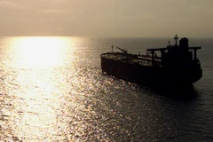 Tàu chở dầu đi qua eo biển Bab al-Mandeb ở Biển Đỏ. (Nguồn: Reuters)