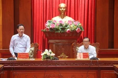 Giáo sư-Tiến sỹ Trần Hồng Thái phát biểu tại buổi làm việc. (Ảnh Minh Trí/TTXVN)