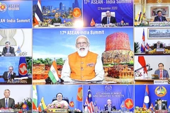 Thủ tướng Ấn Độ Narendra Modi phát biểu khai mạc Hội nghị Cấp cao ASEAN - Ấn Độ lần thứ 17. (Ảnh: Thống Nhất/TTXVN)
