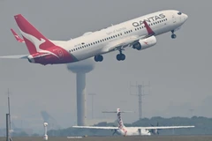 Máy bay của hãng hàng không Qantas Airways cất cánh từ sân bay Kingsford Smith ở Sydney, Australia. (Ảnh: AFP/TTXVN)