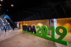 Biểu tượng Cơ quan phòng chống doping thế giới (WADA) tại Katowice, Ba Lan, ngày 7/11/2019. (Ảnh: AFP/TTXVN)