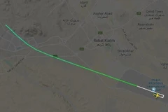 Bản đồ hiển thị hành trình máy bay Boeing 737 của Hãng hàng không Ukraine chở 180 hành khách bị rơi gần sân bay Imam Khomeini ở thủ đô Tehran của Iran, ngày 8/1/2020. (Ảnh: IRNA/TTXVN)