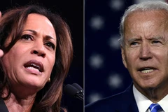 Cựu Phó Tổng thống Mỹ Joe Biden (phải) và Thượng nghị sĩ Kamala Harris. (Ảnh: AFP/TTXVN)