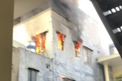 Hiện trường đám cháy. (Ảnh: TTXVN phát)