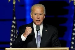 Ông Joe Biden phát biểu tại Wilmington, bang Delaware sau khi được tuyên bố giành chiến thắng trong cuộc bầu cử Tổng thống Mỹ, ngày 7/11/2020. (Ảnh: AFP/TTXVN)