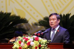 Bí thư Tỉnh ủy tỉnh Quảng Bình, Vũ Đại Thắng điều hành đại hội. (Ảnh: Văn Tý/TTXVN)