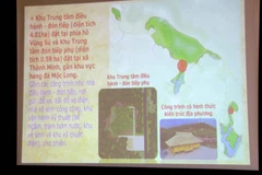 Bản vẽ quy hoạch tổng thể bảo tồn, tôn tạo và phát huy giá trị di tích khảo cổ Hang Con Moong và các di tích phụ cận. (Ảnh: Hoa Mai - TTXVN)