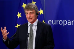 Chủ tịch EP David Sassoli tại cuộc họp báo ở Brussels, Bỉ, ngày 22/7/2020. (Ảnh: AFP/TTXVN)