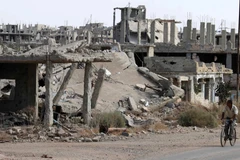 Cảnh đổ nát sau các cuộc giao tranh ở thành phố Daraa, Syria tháng 7/2019. (Ảnh: AFP/TTXVN)